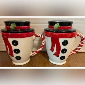 2 Hallmark Snowman with Cover Cocoa / Coffee Mugs NEW